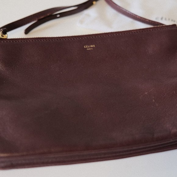 Celine Lambskin Large Trio Crossbody Bag Burgundy - Picture 3 of 11